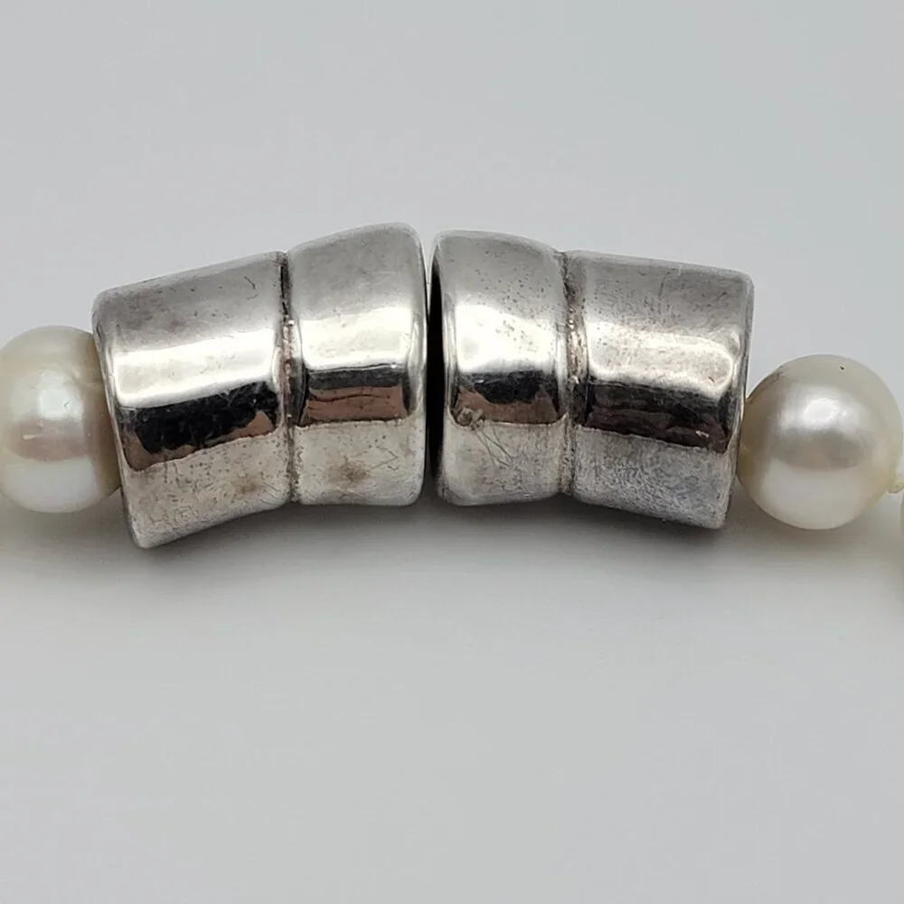 Large Freshwater Pearl Necklace 19 Inch White Silver Tone Magnetic Clasp 12.7mm - Picture 7 of 9